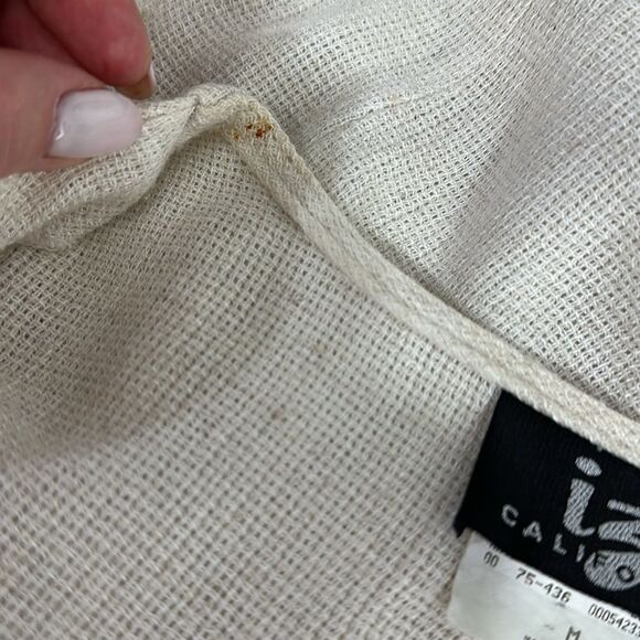 IZ California Vintage Neutral Beige Flax Blend Button Front V-neck Vest Size M - Picture 5 of 8